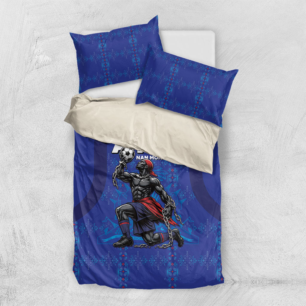 Haiti Ayiti Nan Mondyal 2026 Bedding Set Fyete Lit Victwa Blue Version