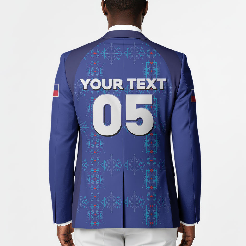 Custom Haiti Ayiti Nan Mondyal 2026 Blazer Fyete Lit Victwa Blue Version