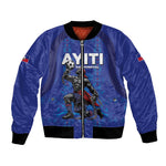Custom Haiti Ayiti Nan Mondyal 2026 Bomber Jacket Fyete Lit Victwa Blue Version
