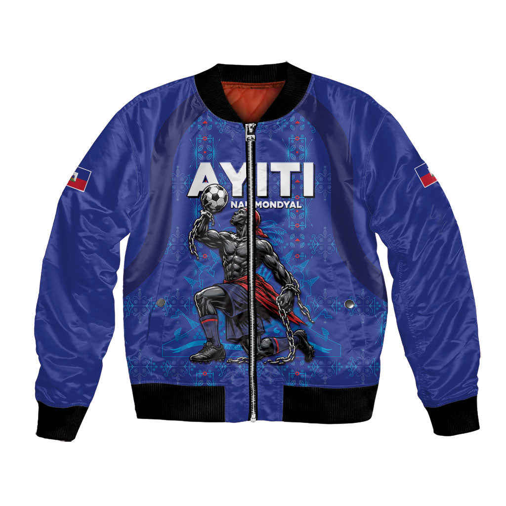 Custom Haiti Ayiti Nan Mondyal 2026 Bomber Jacket Fyete Lit Victwa Blue Version