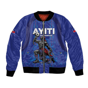 Custom Haiti Ayiti Nan Mondyal 2026 Bomber Jacket Fyete Lit Victwa Blue Version