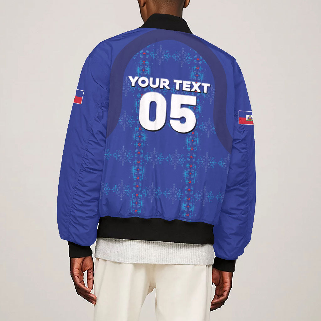 Custom Haiti Ayiti Nan Mondyal 2026 Bomber Jacket Fyete Lit Victwa Blue Version
