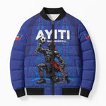 Custom Haiti Ayiti Nan Mondyal 2026 Bomber Puffer Jacket Fyete Lit Victwa Blue Version