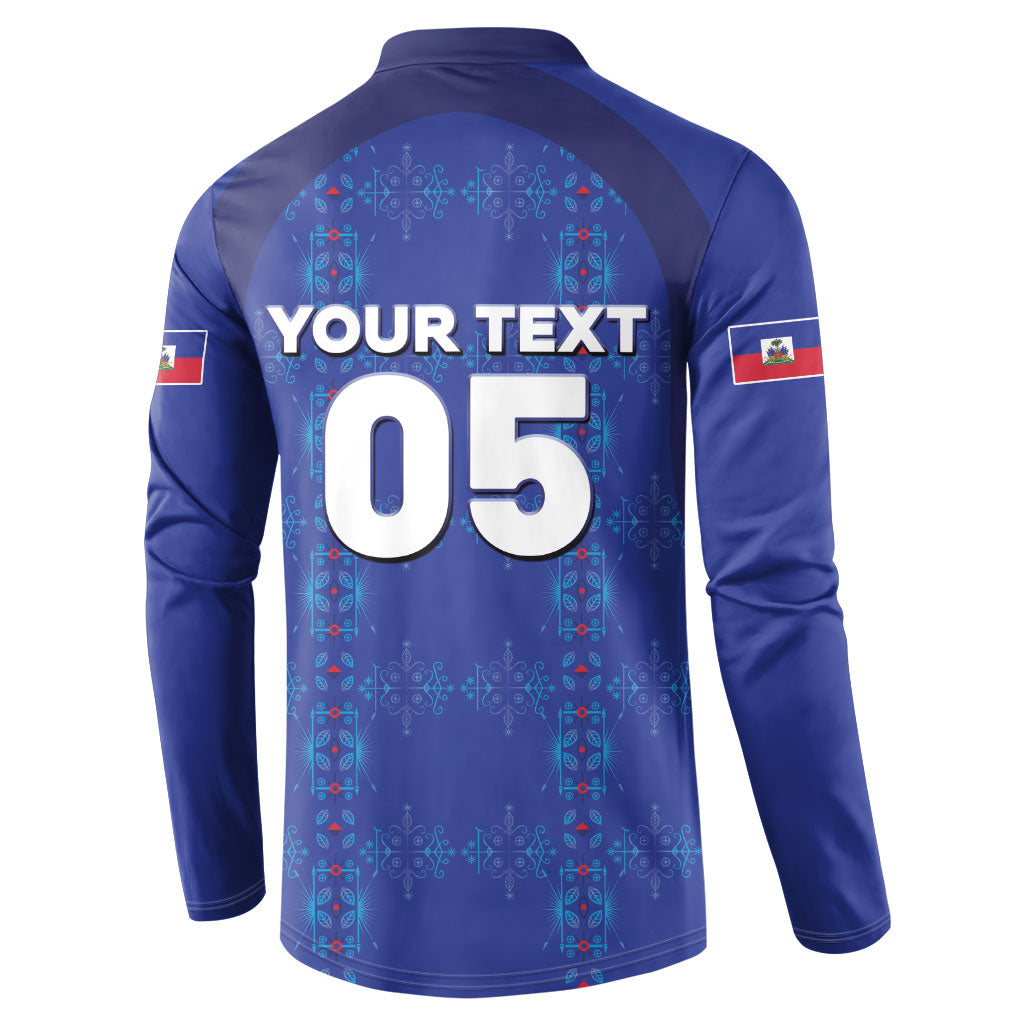 Custom Haiti Ayiti Nan Mondyal 2026 Button Sweatshirt Fyete Lit Victwa Blue Version