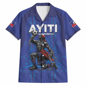 Custom Haiti Ayiti Nan Mondyal 2026 Hawaiian Shirt Fyete Lit Victwa Blue Version