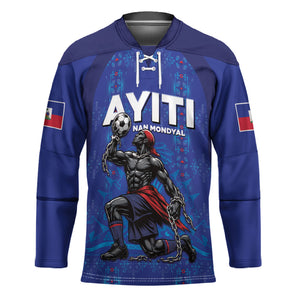 Custom Haiti Ayiti Nan Mondyal 2026 Hockey Jersey Fyete Lit Victwa Blue Version