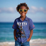 Custom Haiti Ayiti Nan Mondyal 2026 Kid Hawaiian Shirt Fyete Lit Victwa Blue Version