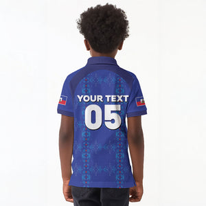 Custom Haiti Ayiti Nan Mondyal 2026 Kid Polo Shirt Fyete Lit Victwa Blue Version