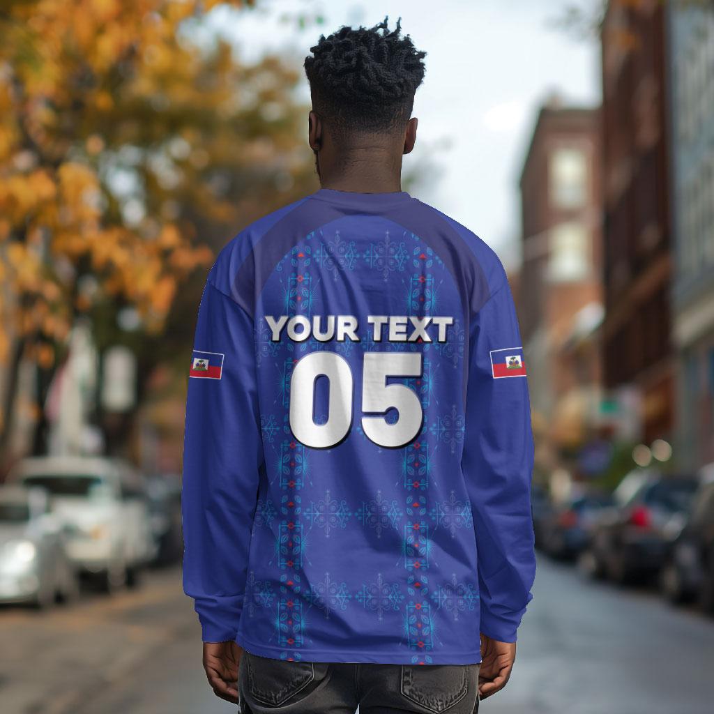 Custom Haiti Ayiti Nan Mondyal 2026 Long Sleeve Shirt Fyete Lit Victwa Blue Version