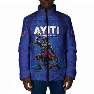Custom Haiti Ayiti Nan Mondyal 2026 Padded Jacket Fyete Lit Victwa Blue Version