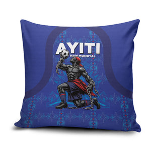 Haiti Ayiti Nan Mondyal 2026 Pillow Cover Fyete Lit Victwa Blue Version