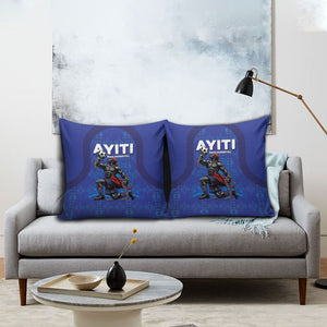 Haiti Ayiti Nan Mondyal 2026 Pillow Cover Fyete Lit Victwa Blue Version