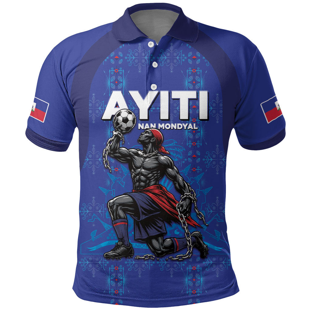 Custom Haiti Ayiti Nan Mondyal 2026 Polo Shirt Fyete Lit Victwa Blue Version