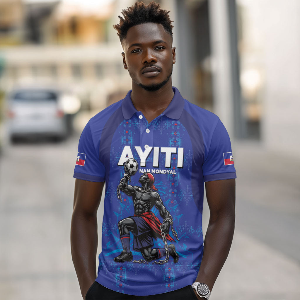 Custom Haiti Ayiti Nan Mondyal 2026 Polo Shirt Fyete Lit Victwa Blue Version