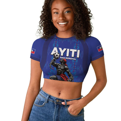 Custom Haiti Ayiti Nan Mondyal 2026 Raglan Cropped T shirt Fyete Lit Victwa Blue Version