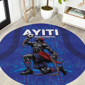 Haiti Ayiti Nan Mondyal 2026 Round Carpet Fyete Lit Victwa Blue Version