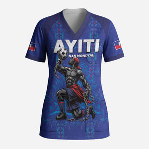 Custom Haiti Ayiti Nan Mondyal 2026 Scrub Top Fyete Lit Victwa Blue Version