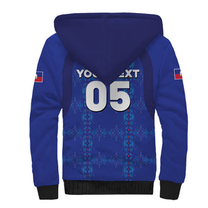 Custom Haiti Ayiti Nan Mondyal 2026 Sherpa Hoodie Fyete Lit Victwa Blue Version