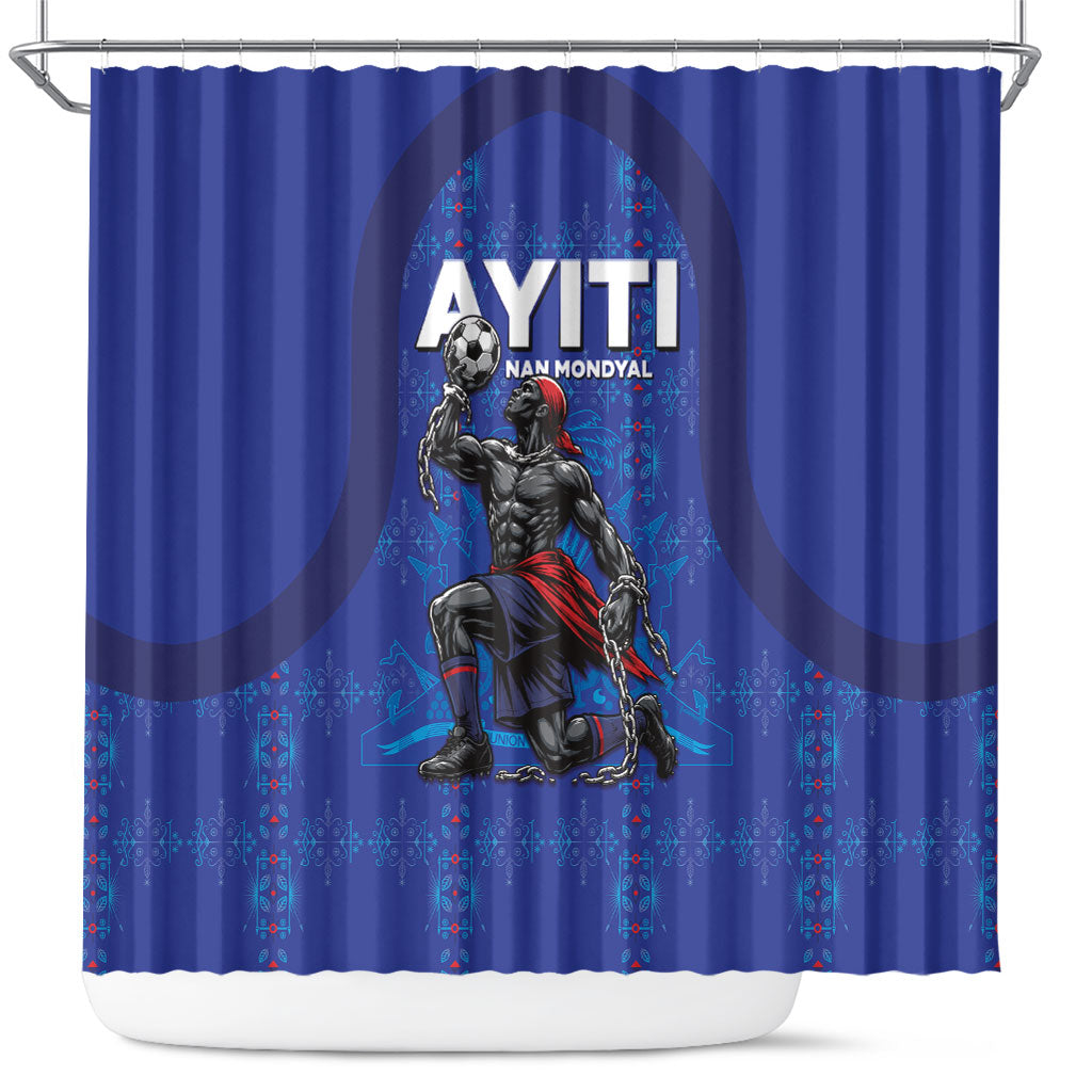 Haiti Ayiti Nan Mondyal 2026 Shower Curtain Fyete Lit Victwa Blue Version