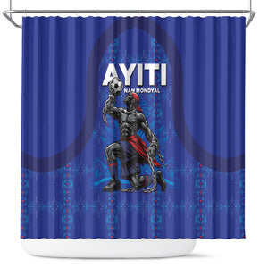 Haiti Ayiti Nan Mondyal 2026 Shower Curtain Fyete Lit Victwa Blue Version