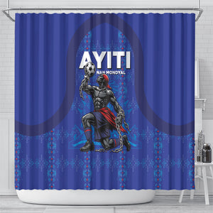 Haiti Ayiti Nan Mondyal 2026 Shower Curtain Fyete Lit Victwa Blue Version