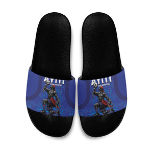 Haiti Ayiti Nan Mondyal 2026 Slide Sandals Fyete Lit Victwa Blue Version
