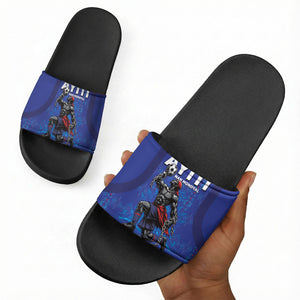 Haiti Ayiti Nan Mondyal 2026 Slide Sandals Fyete Lit Victwa Blue Version