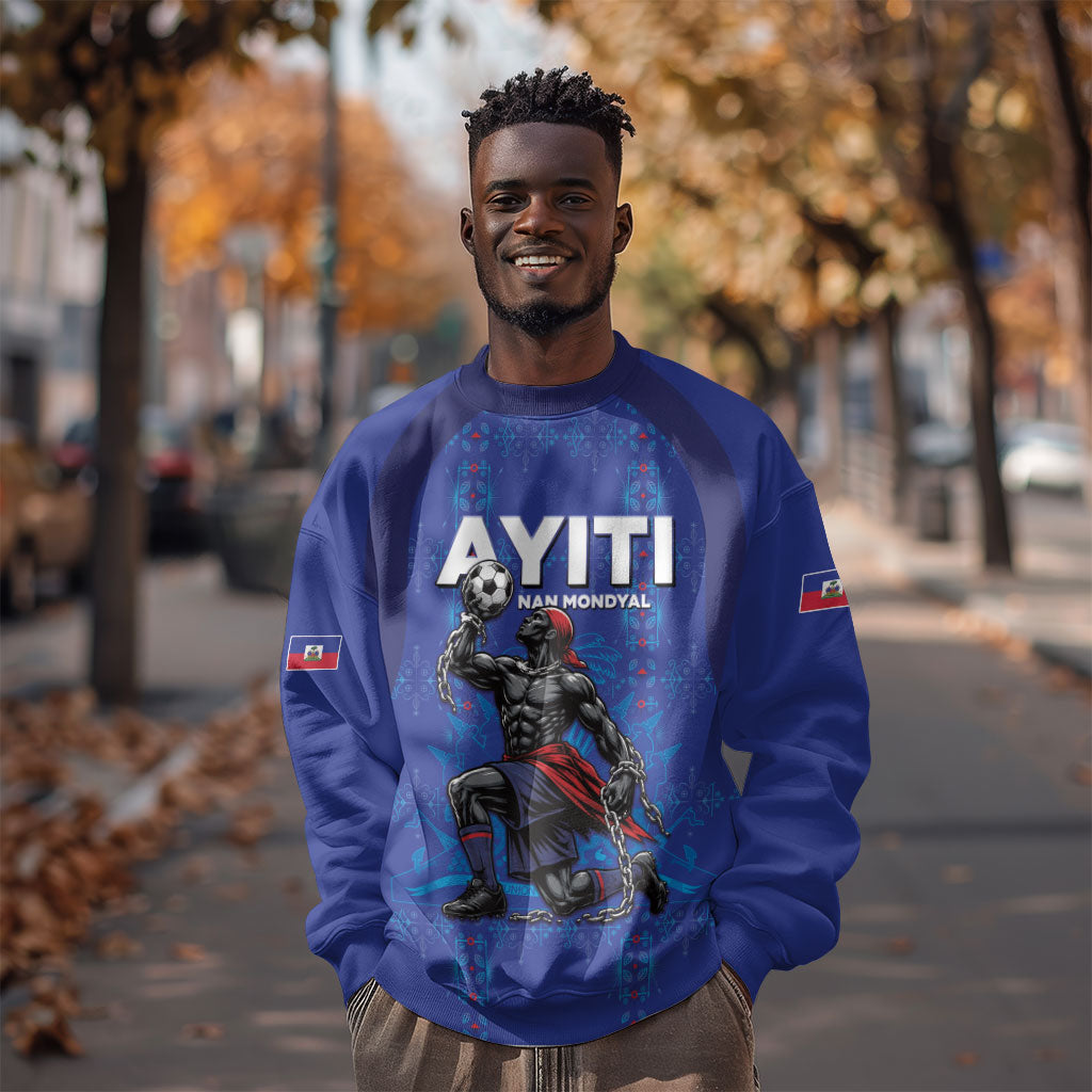Custom Haiti Ayiti Nan Mondyal 2026 Sweatshirt Fyete Lit Victwa Blue Version
