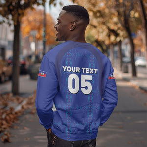 Custom Haiti Ayiti Nan Mondyal 2026 Sweatshirt Fyete Lit Victwa Blue Version