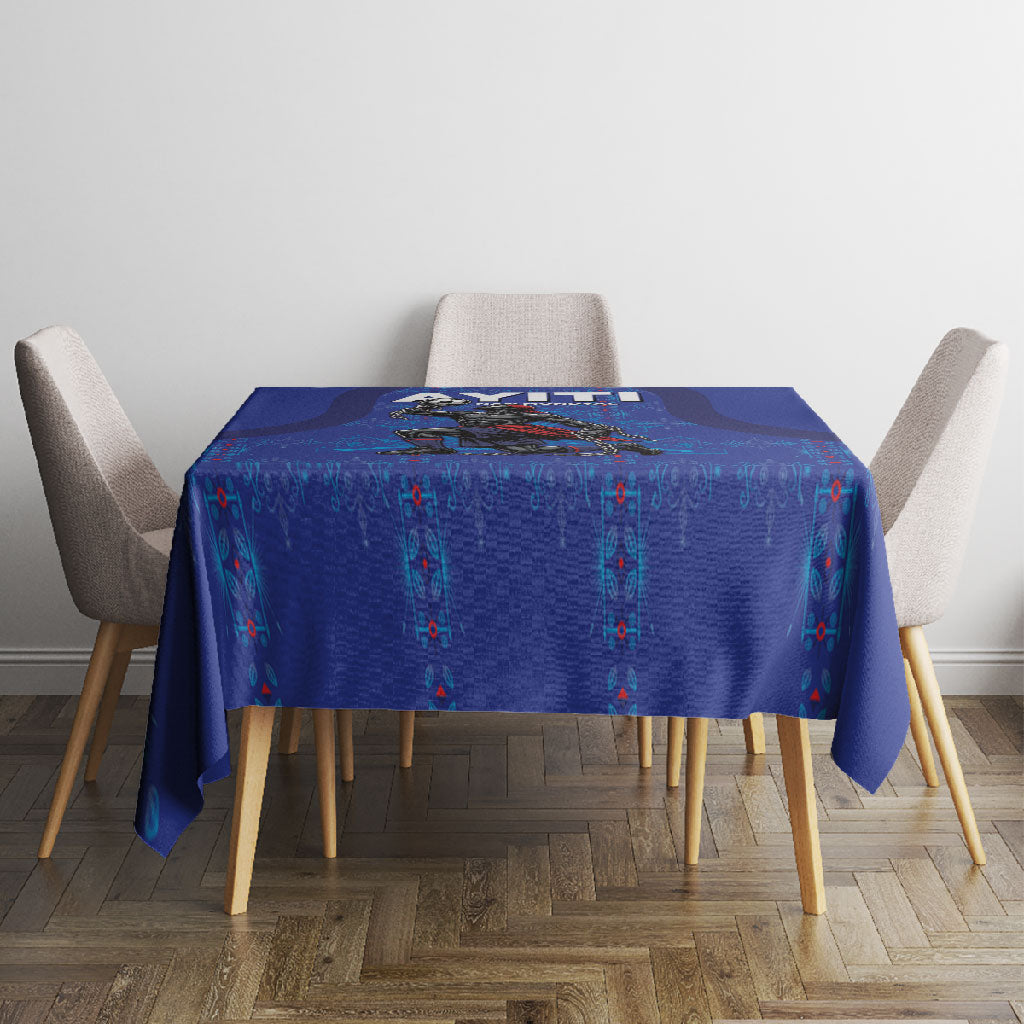 Haiti Ayiti Nan Mondyal 2026 Tablecloth Fyete Lit Victwa Blue Version