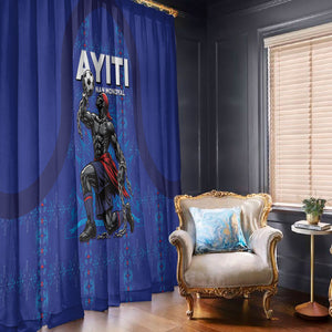 Haiti Ayiti Nan Mondyal 2026 Window Curtain Fyete Lit Victwa Blue Version