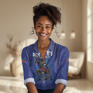 Custom Haiti Ayiti Nan Mondyal 2026 Women Casual Shirt Fyete Lit Victwa Blue Version