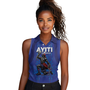 Custom Haiti Ayiti Nan Mondyal 2026 Women Sleeveless Polo Shirt Fyete Lit Victwa Blue Version