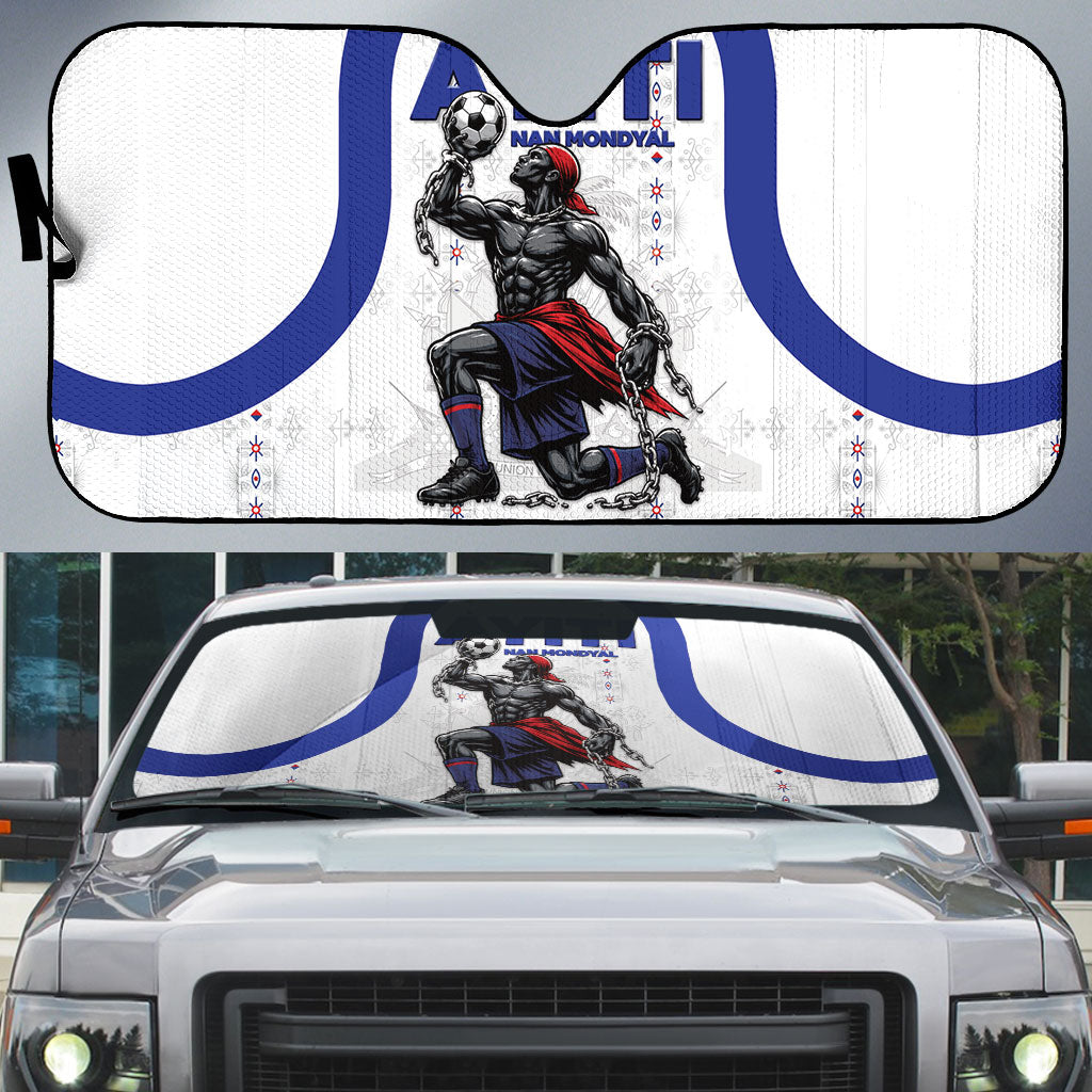 Haiti Ayiti Nan Mondyal 2026 Auto Sun Shade Fyete Lit Victwa White Version