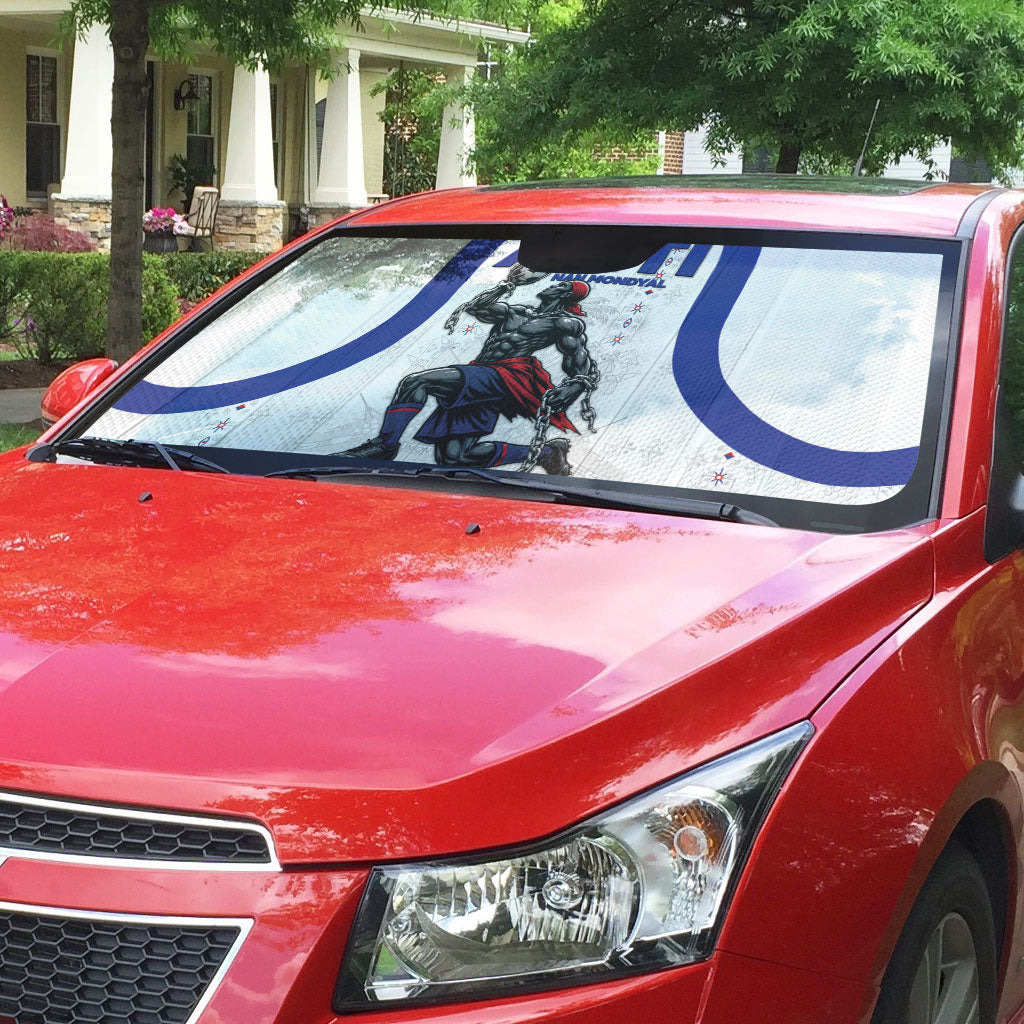 Haiti Ayiti Nan Mondyal 2026 Auto Sun Shade Fyete Lit Victwa White Version