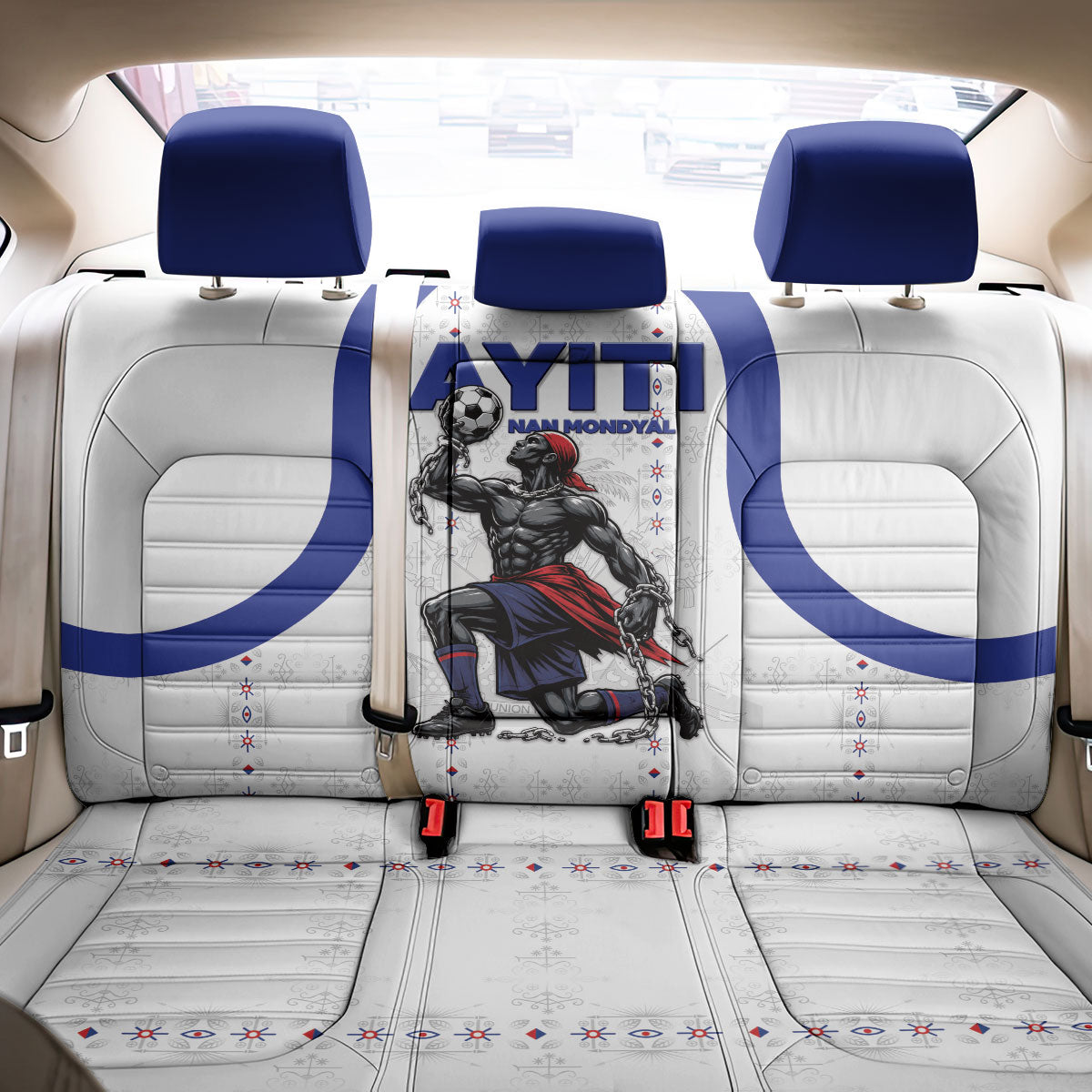 Haiti Ayiti Nan Mondyal 2026 Back Car Seat Cover Fyete Lit Victwa White Version
