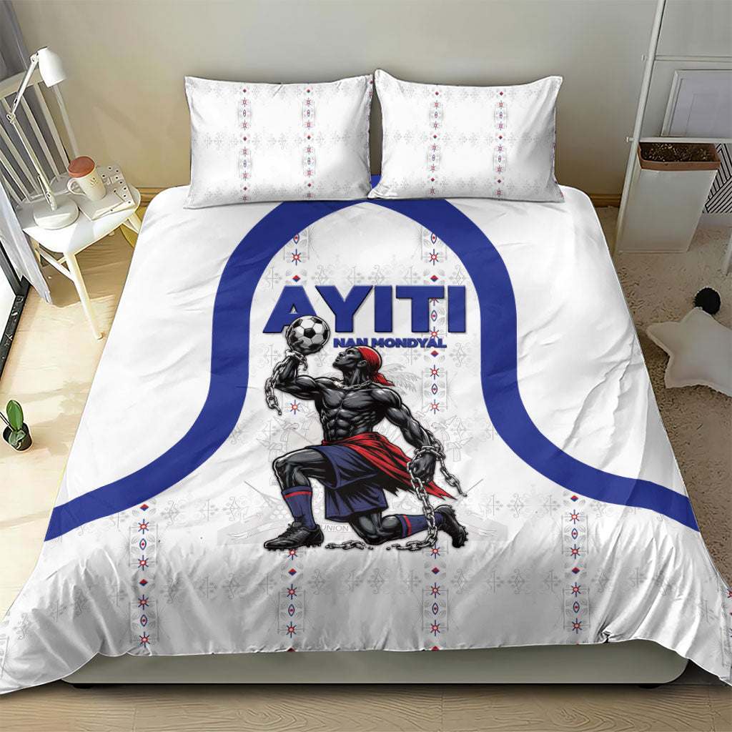 Haiti Ayiti Nan Mondyal 2026 Bedding Set Fyete Lit Victwa White Version
