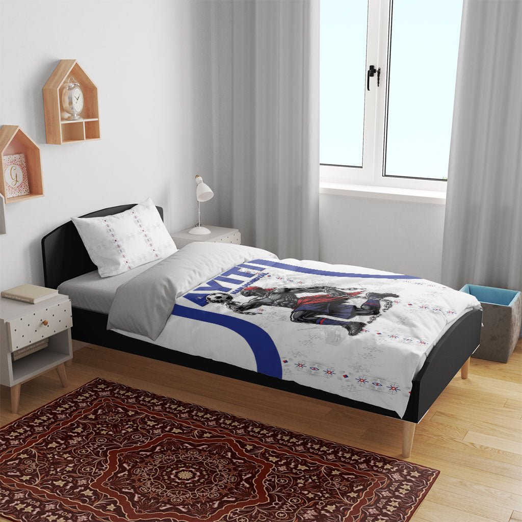 Haiti Ayiti Nan Mondyal 2026 Bedding Set Fyete Lit Victwa White Version