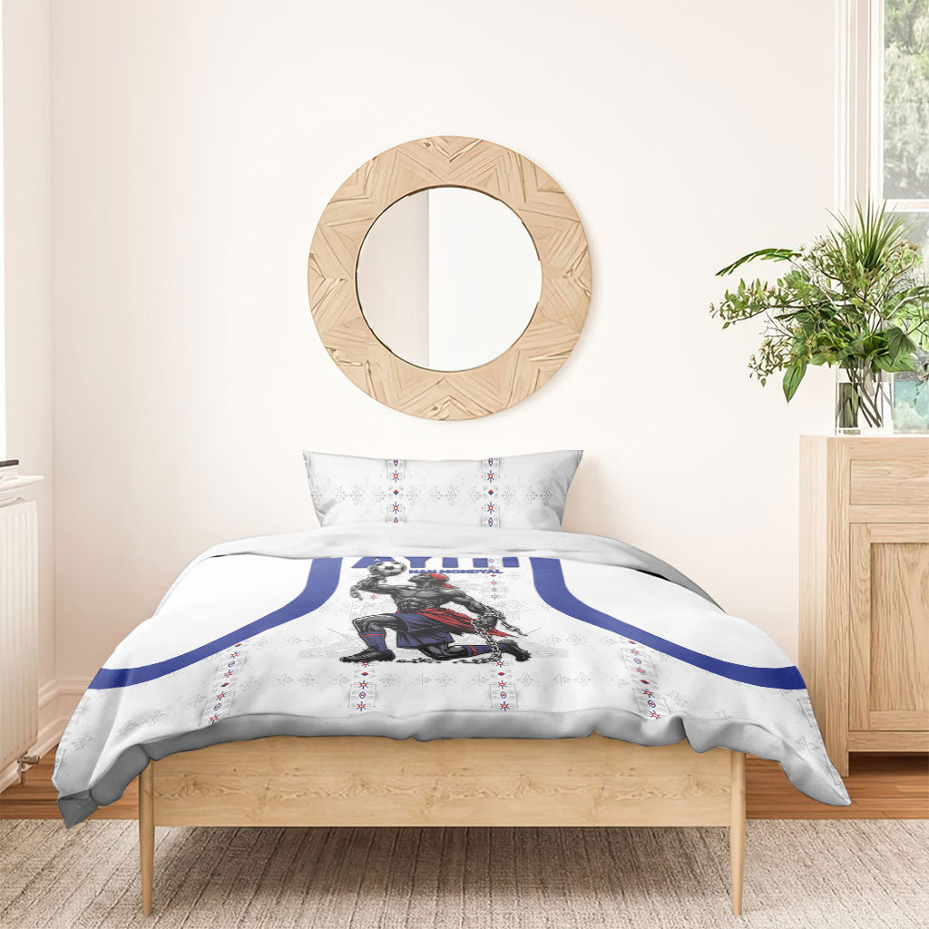 Haiti Ayiti Nan Mondyal 2026 Bedding Set Fyete Lit Victwa White Version