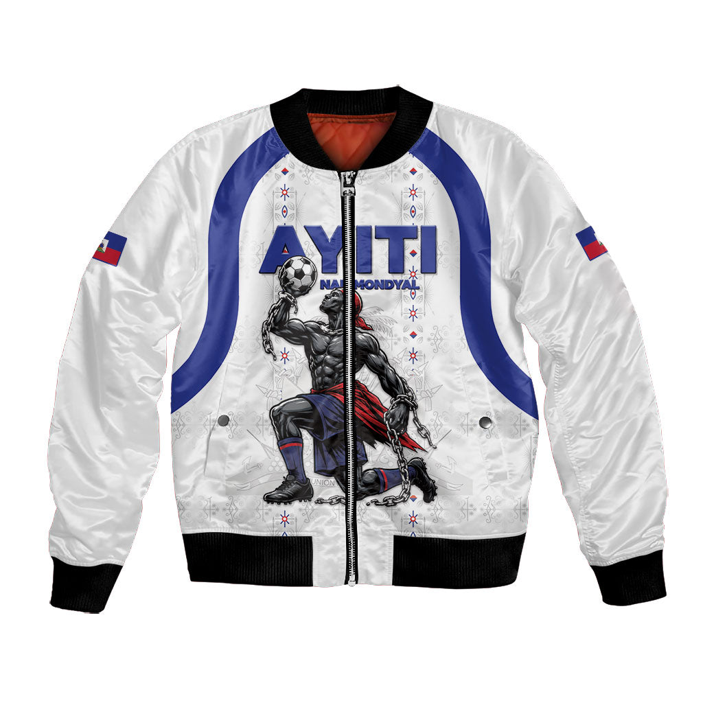 Custom Haiti Ayiti Nan Mondyal 2026 Bomber Jacket Fyete Lit Victwa White Version