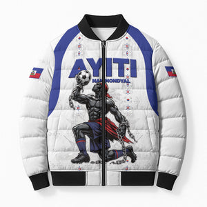 Custom Haiti Ayiti Nan Mondyal 2026 Bomber Puffer Jacket Fyete Lit Victwa White Version