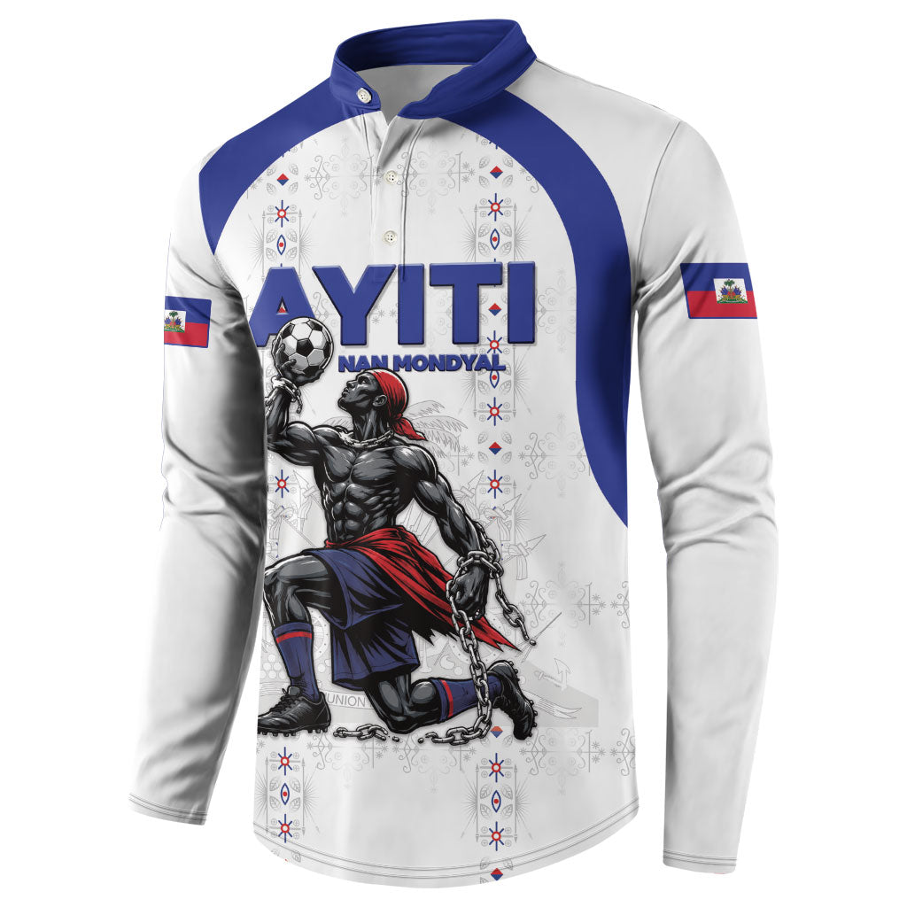 Custom Haiti Ayiti Nan Mondyal 2026 Button Sweatshirt Fyete Lit Victwa White Version