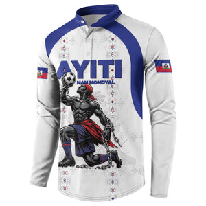 Custom Haiti Ayiti Nan Mondyal 2026 Button Sweatshirt Fyete Lit Victwa White Version
