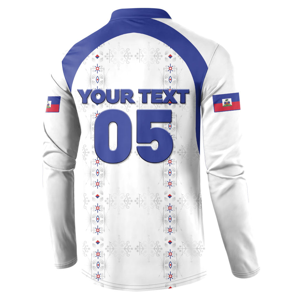 Custom Haiti Ayiti Nan Mondyal 2026 Button Sweatshirt Fyete Lit Victwa White Version