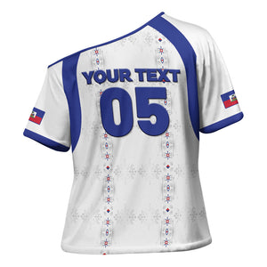 Custom Haiti Ayiti Nan Mondyal 2026 Cross Shoulder Shirt Fyete Lit Victwa White Version