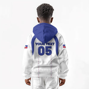 Custom Haiti Ayiti Nan Mondyal 2026 Kid Hoodie Fyete Lit Victwa White Version