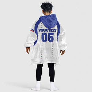 Custom Haiti Ayiti Nan Mondyal 2026 Kid Wearable Blanket Hoodie Fyete Lit Victwa White Version