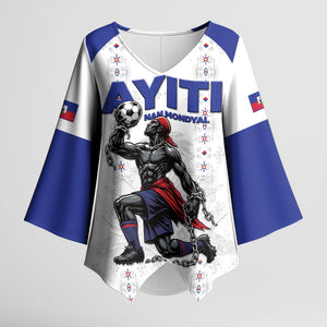 Custom Haiti Ayiti Nan Mondyal 2026 Kimono Sleeve Blouse Fyete Lit Victwa White Version