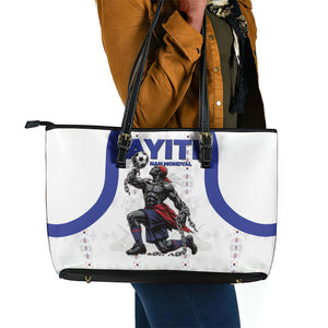 Haiti Ayiti Nan Mondyal 2026 Leather Tote Bag Fyete Lit Victwa White Version