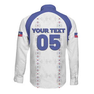 Custom Haiti Ayiti Nan Mondyal 2026 Long Sleeve Button Shirt Fyete Lit Victwa White Version